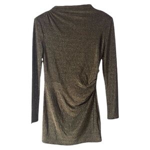H&M Bronze Gold Glitter Long Sleeve Mini Dress Classy Rich Girl Size Medium
